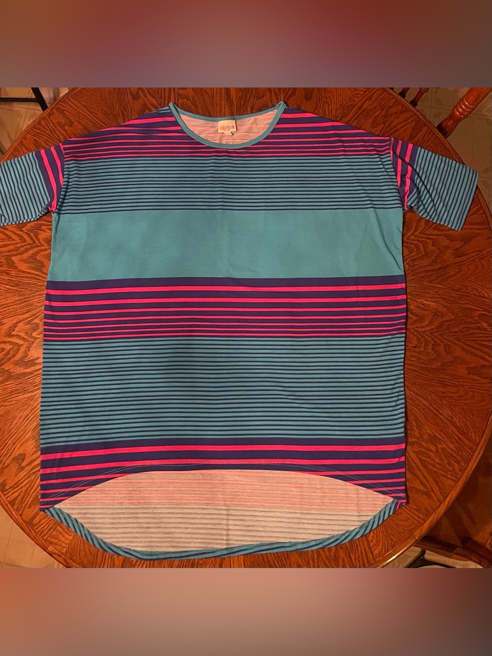 LuLaRoe Irma in Pink/Blue Stripe Size M